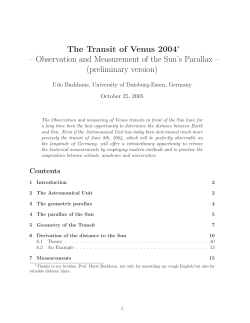 The Transit of Venus 2004 &ndash; Observation and Measurement of the