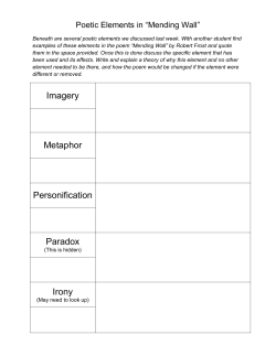 Imagery Metaphor Personification Paradox Irony