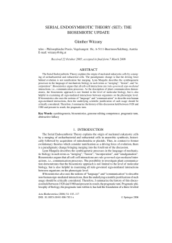 SERIAL ENDOSYMBIOTIC THEORY (SET): THE