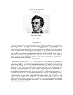 ANALYSIS BY CHAPTER Walden (1854) Henry David Thoreau