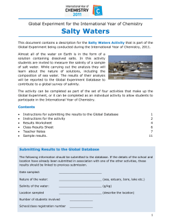 Salty Waters - International Year of Chemistry 2011