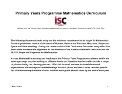 ISC PYP Mathematics scope and sequence