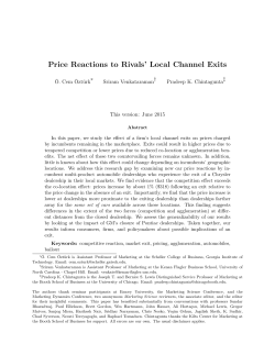 "Price Reactions to Rivals` Local Channel Exits," Marketing Science
