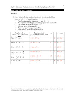 1 Solutions 1. Each of the following quadratic functions is given in