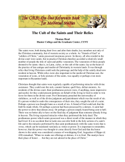 The Cult of the Saints and Their Relics