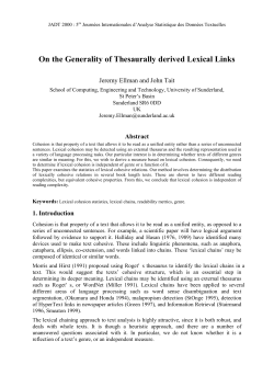 On the Generality of Thesaurally derived Lexical Links