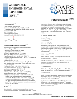 Butyraldehyde - Toxicology Excellence for Risk Assessment