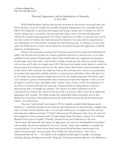 Personal Appearance and its Implications of Sexuality