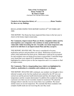 Tales of the Un-Inspected Home Number 56 By Eileen Chubb I