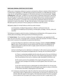 MARYLAND CRIMINAL FORFEITURE STATUTE (NEW) (A)The