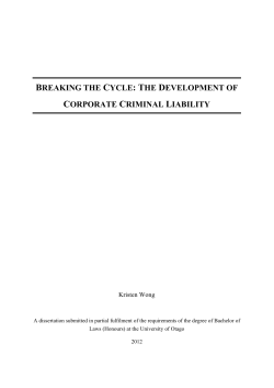 breaking the cycle: the development of corporate criminal liability