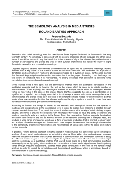 the semiology analysis in media studies - roland barthes