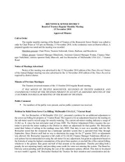 Board of Trustees Regular Monthly Meeting, 15 November 2010