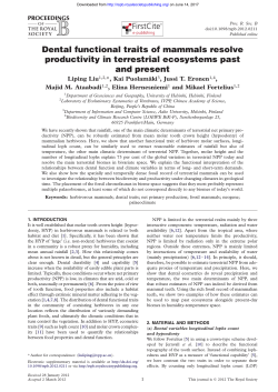 Dental functional traits of mammals resolve productivity in terrestrial