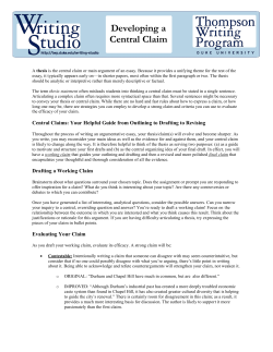 Developing a Central Claim