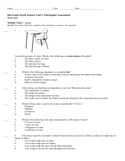 6th Grade Earth Science Unit 1 Checkpoint Assessment