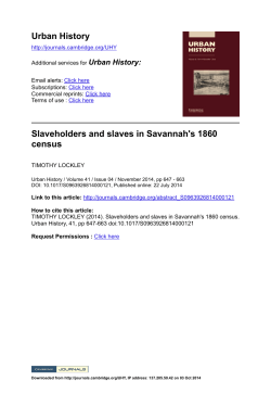 Slaveholders and Slaves in Savannah`s 1860 Census