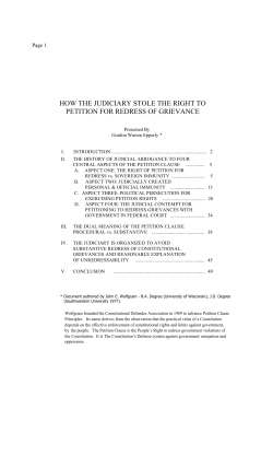 How The Judiciary Stole The Right To Petition For Redress Of