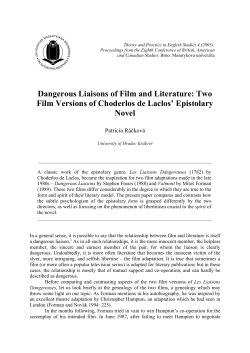 Dangerous Liaisons of Film and Literature