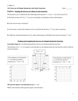10.1 Inverses of Simple Quadratic and Cubic Functions Date