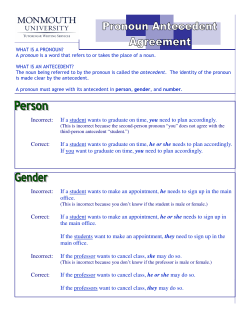Pronoun Antecedent Agreement