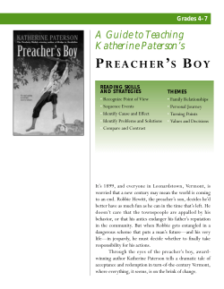 A Guide to Teaching Katherine Paterson`s PREACHER`S BOY