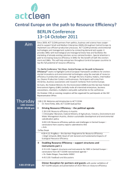 BERLIN Conference 13&ndash;14 October 2011 Central Europe on the