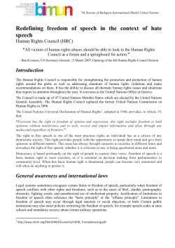 Reviewing the issue of the freedom of speech in the context of