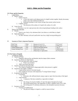 1 Unit 6 – Water and Its Properties