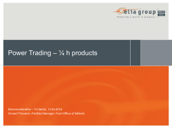 Power Trading &ndash; &frac14; h products