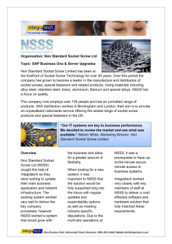 Organisation: Non Standard Socket Screw Ltd Topic: SAP Business