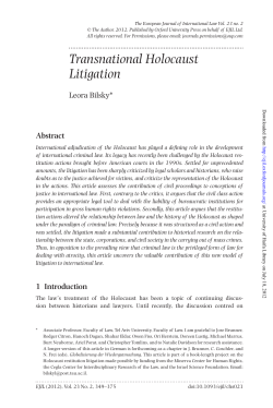 Transnational Holocaust Litigation