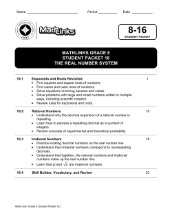 mathlinks grade 8 student packet 16 the real number system