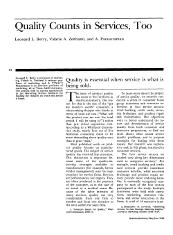 Quality Counts in Services, Too