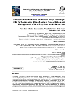 Crosstalk between Mind and Oral Cavity: An