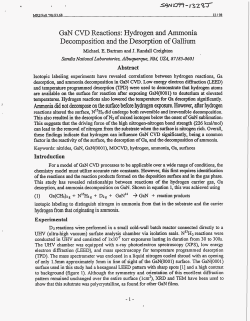 GaN CVD Reactions: Hydrogen and Ammonia Decomposition and