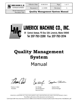 Control of Records - Limerick Machine Co