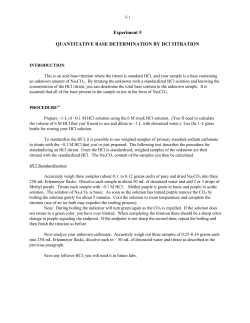 Experiment 5 QUANTITATIVE BASE DETERMINATION BY HCl