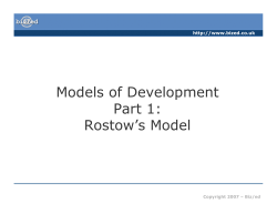 Models of Development Part 1: Rostow`s Model