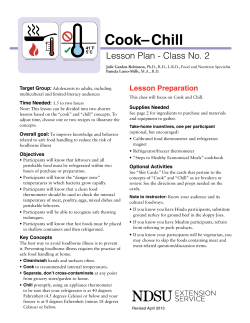 Cook - Chill Food Safety Lesson Plan