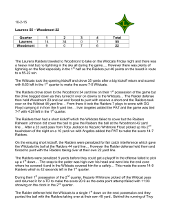10-2-15 Laurens 55 &ndash; Woodmont 22 Quarter 1 2 3 4 Total Laurens