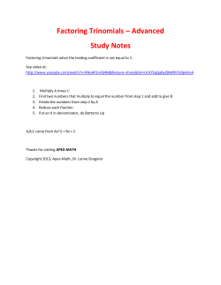 Factoring Trinomials &ndash; Advanced Study Notes