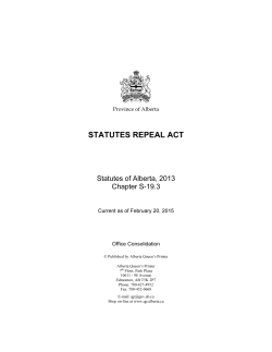 statutes repeal act - Alberta Queen`s Printer