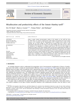 Misallocation and productivity effects of the Smoot&ndash;Hawley tariff