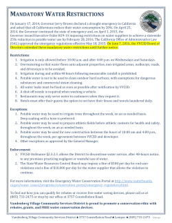 mandatory water restrictions - Vandenberg Village Community