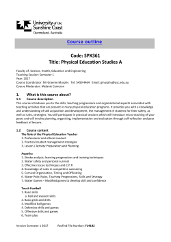 SPX361 Course Outline Semester 1, 2017
