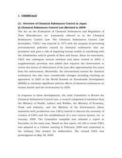 1. CHEMICALS (1) Overview of Chemical Substances Control in