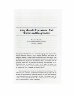 Malay Idiomatic Expressions: Their Structure and Categorization