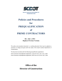 Policies and Procedures for PREQUALIFICATION of PRIME