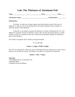 Lab: The Thickness of Aluminum Foil